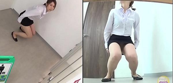  Japanese wetting herself in the bathroom